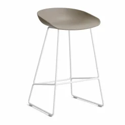 HAY About a Stool 38 Low barstol 2.0 Khaki-vitt stålstativ