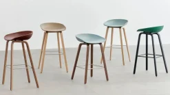 Outlet HAY About a Stool 32 Low barstol lackerat ekstativ 2.0 Fall green-rostfritt stålstöd