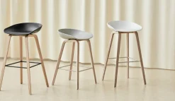 New HAY About a Stool 32 Low barstol lackerat ekstativ 2.0 Melange cream-rostfritt stålstöd