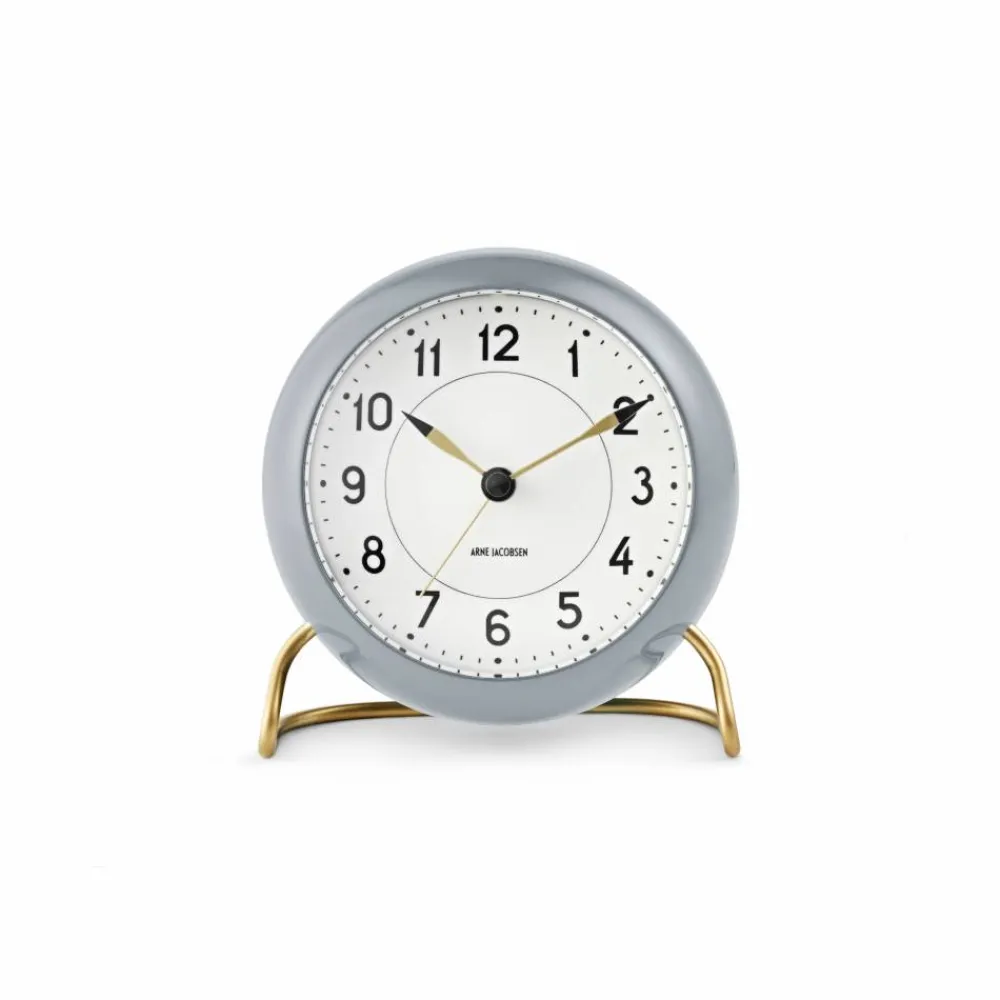 Arne Jacobsen Clocks AJ Station bordsur 12 cm grå-vit
