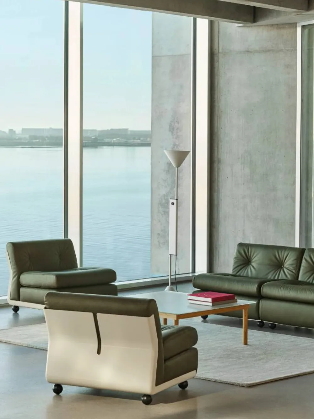 HAY Amanta soffmodul Cream beige-sense forest 1-sits/fåtölj