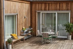Best Grythyttan Stålmöbler 9A matbord Teak-varmförzinkat stativ Ø120 cm