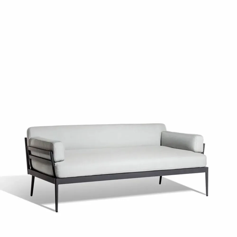 Skargaarden Anholt soffa Sunbrella Natté Grey Storm-mörkgrå aluminium ram
