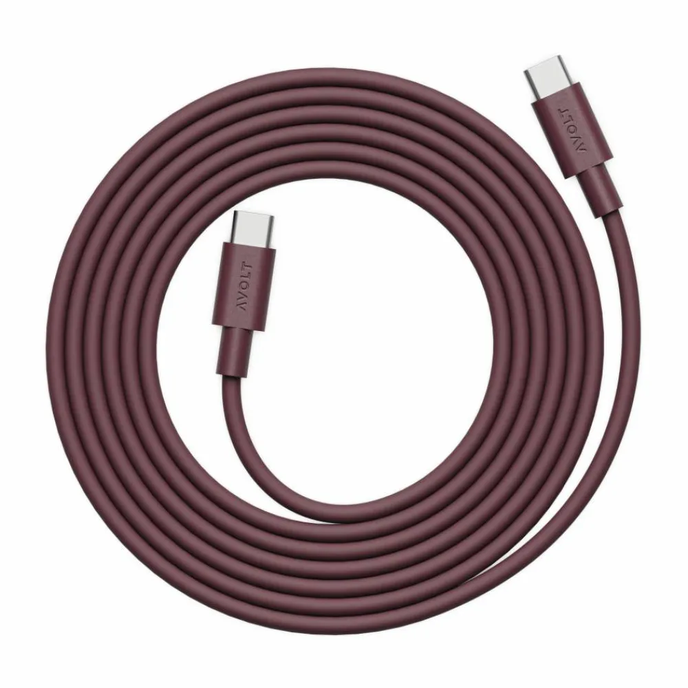 Avolt x Bauhaus-Archiv Cable 1 USB C till USB C Mulberry Red