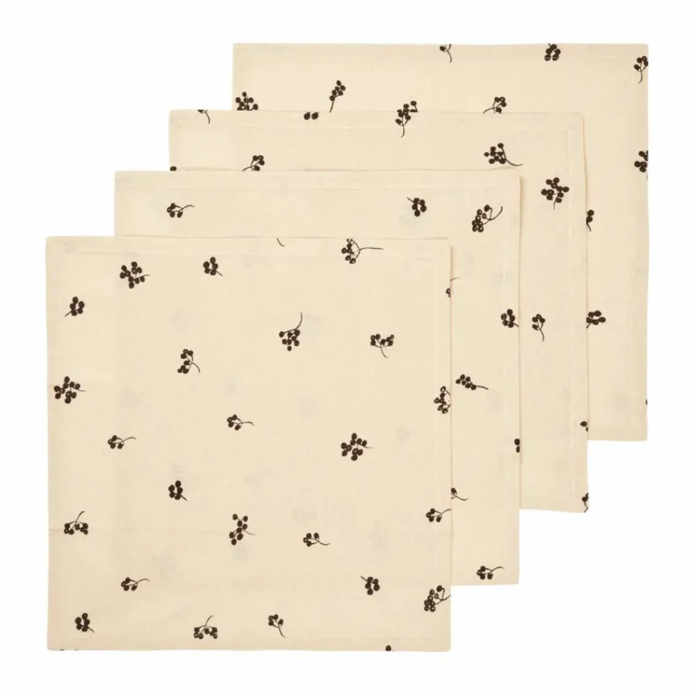 Sale Ferm Living Baies bomullsservett 40x40 cm 4-pack Natural-dark chocolate