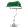 Karlskrona Lampfabrik Bankirlampa bordslampa Förnicklad-grön