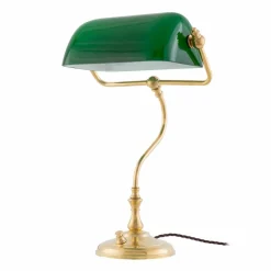 Karlskrona Lampfabrik Bankirlampa bordslampa Mässing-grön
