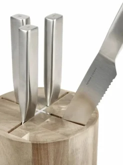 Serax Base knivset med knivblock 5 delar Wood-steel grey