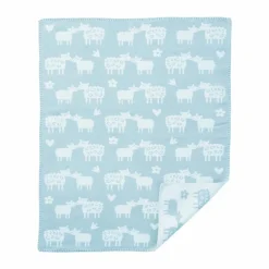 Barn Klippan Yllefabrik Bää barnfilt bomull Light blue 70x90 cm