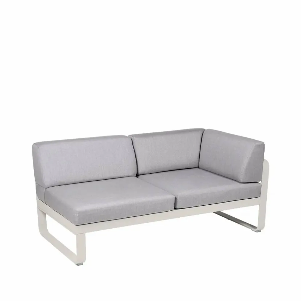 Hot Fermob Bellevie Corner modulsoffa 2-sits Clay grey (grå) flannel grey dyna höger