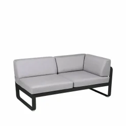 Clearance Fermob Bellevie Corner modulsoffa 2-sits Liquorice (svart) flannel grey dyna höger