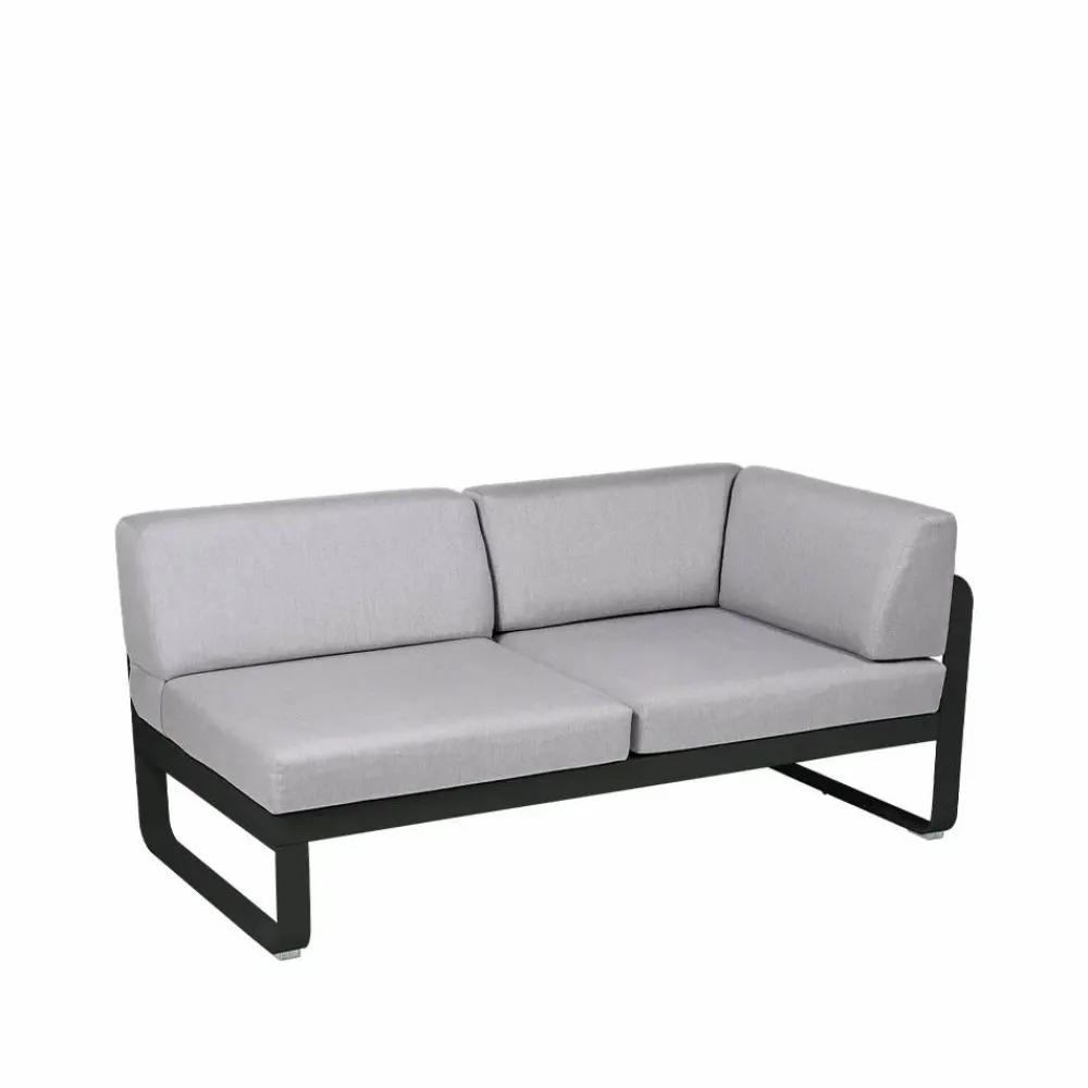 Clearance Fermob Bellevie Corner modulsoffa 2-sits Liquorice (svart) flannel grey dyna höger