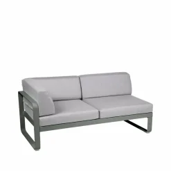 Fermob Bellevie Corner modulsoffa 2-sits Rosemary (grön) flannel grey dyna vänster