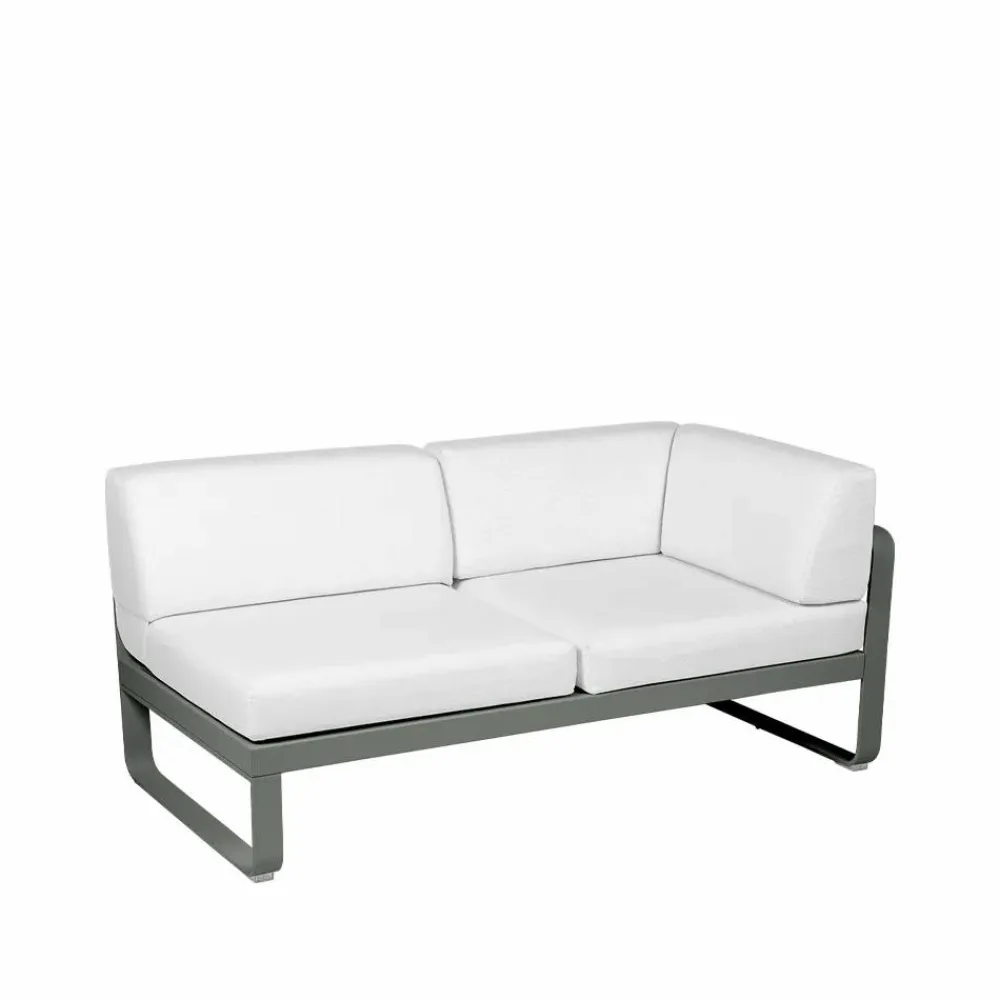 Fermob Bellevie Corner modulsoffa 2-sits Rosemary (grön) offwhite dyna höger
