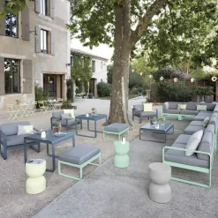 Fermob Bellevie Left modulsoffa 2-sits Rosemary (grön) graphite grey dyna