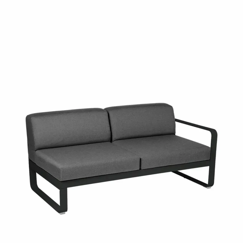 Outlet Fermob Bellevie Right modulsoffa 2-sits Liquorice (svart) graphite grey dyna