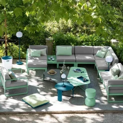 Fermob Bellevie 1-sits fotpall Clay grey (grå) off-white dyna