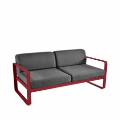 Fermob Bellevie 2-sits soffa Chili (röd) graphite grey dyna
