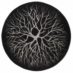 Kateha Birds nest handtuftad matta Ø220 cm Charcoal