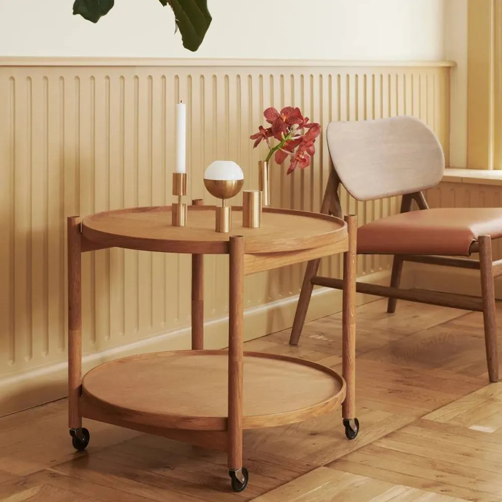 Brdr. Krüger Bølling Tray Table model 60 rullbord clay oljat ekstativ