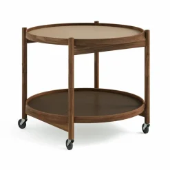 Brdr. Krüger Bølling Tray Table model 60 rullbord earth oljat valnötsstativ