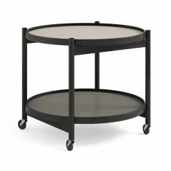 New Brdr. Krüger Bølling Tray Table model 60 rullbord stone svartlackat ekstativ