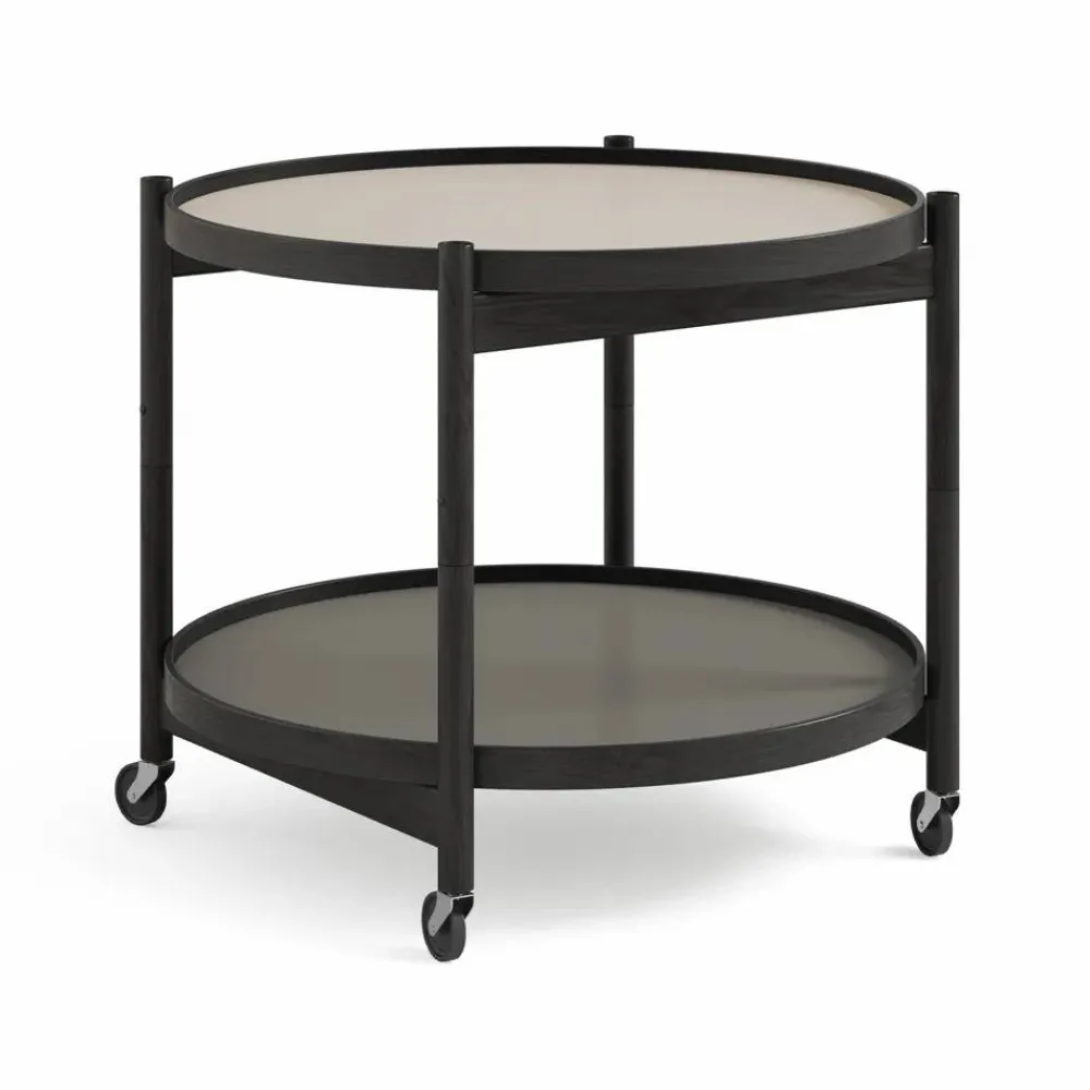 New Brdr. Krüger Bølling Tray Table model 60 rullbord stone svartlackat ekstativ