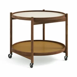 Brdr. Krüger Bølling Tray Table model 60 rullbord sunny oljat valnötsstativ