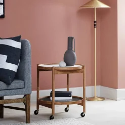 Brdr. Krüger Bølling Tray Table model 50 rullbord valnötsfanér oljat valnötsstativ