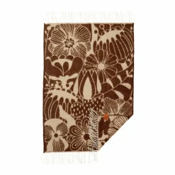 Barn Klippan Yllefabrik Blomranka barnpläd Brown-beige 65x110 cm