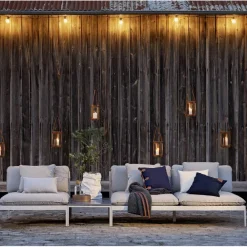 Outlet Skargaarden Bönan modulsoffa Fiord 551 beige hörndel mörkgrå aluminium ram