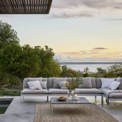 Skargaarden Bönan modulsoffa Sunbrella Ashe light grey 2-sits ljusgrå aluminium ram