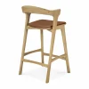 Online Ethnicraft Bok barstol Lackerad ek-läder Cognac 65 cm