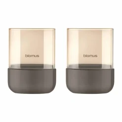 Sale blomus Calma ljuslykta Ø7 cm 2-pack Burned Metal-metallic finish