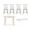 Stolab Carl matbord Ø115 & Ilägg + Lilla Åland stol 4-pack – Ljus björk-beige