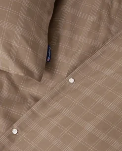 Lexington Checked Pin Point Oxford bäddset 220x220 cm Brown