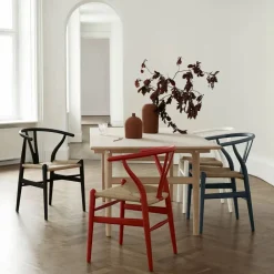 Best Carl Hansen & Søn CH24 Y-stol Soft naturflätad sits Red S4550-Y80R
