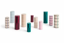 Discount HAY Column Candle blockljus large 25 cm Off white-red grid check