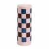 Discount HAY Column Candle blockljus large 25 cm Pink-bordeaux-dark blue check