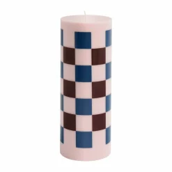 Discount HAY Column Candle blockljus large 25 cm Pink-bordeaux-dark blue check