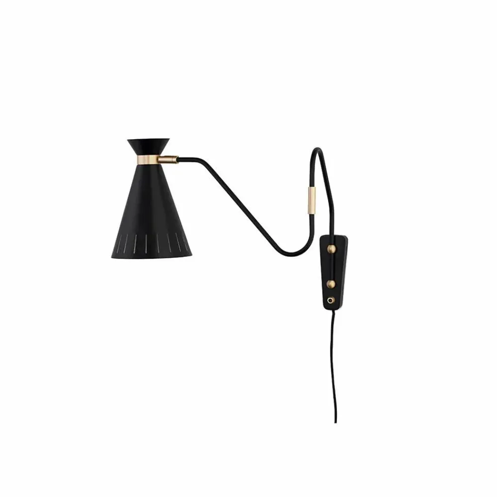 Outlet Warm Nordic Cone vägglampa black noir mässingdetaljer