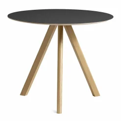 New HAY CPH20 2.0 matbord Ø90 cm Black linoleum-lacquered oak