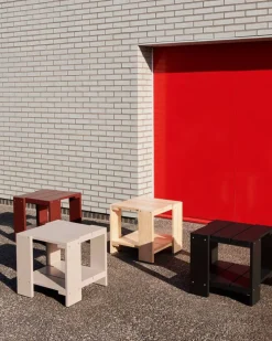 Discount HAY Crate Side Table bord 49 5x49 5x45 cm lackad furu Iron red