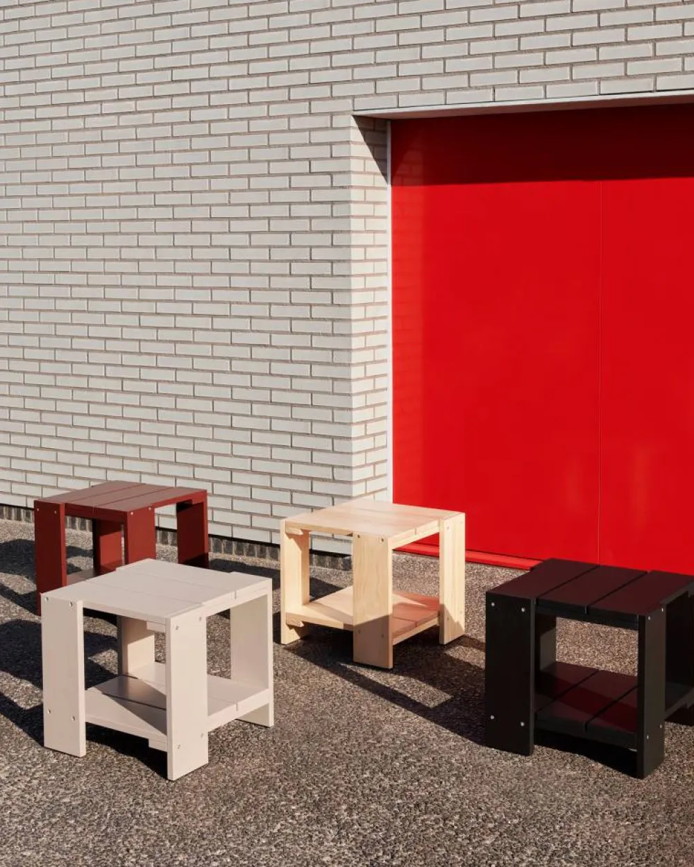 Discount HAY Crate Side Table bord 49 5x49 5x45 cm lackad furu Iron red