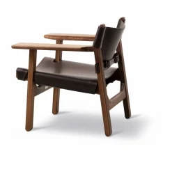 Fredericia Furniture Den spanske stol fåtölj Läder mörkbrun-oljad valnöt