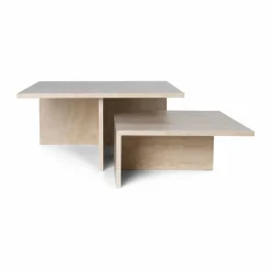 Outlet Ferm Living Distinct Grande Duo soffbord 133x70x35 cm Travertine