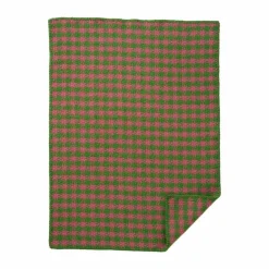Clearance Klippan Yllefabrik Dogtooth barnfilt 65x90 cm Green-pink