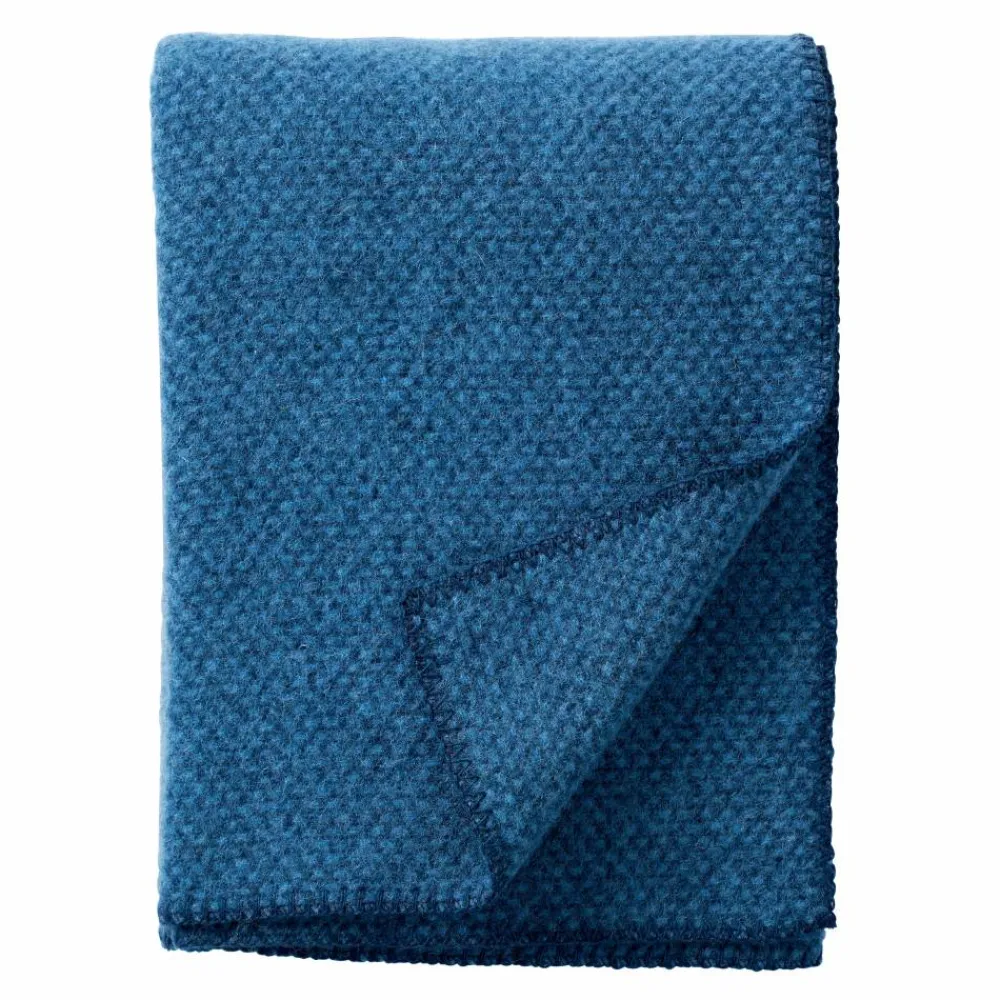 Klippan Yllefabrik Domino ullfilt sea blue