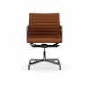 Vitra EA132 Aluminium Chair kontorsstol felt glides 97 cognac leather L50-chrome