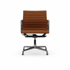 Vitra EA132 Aluminium Chair kontorsstol felt glides 97 cognac leather L50-chrome